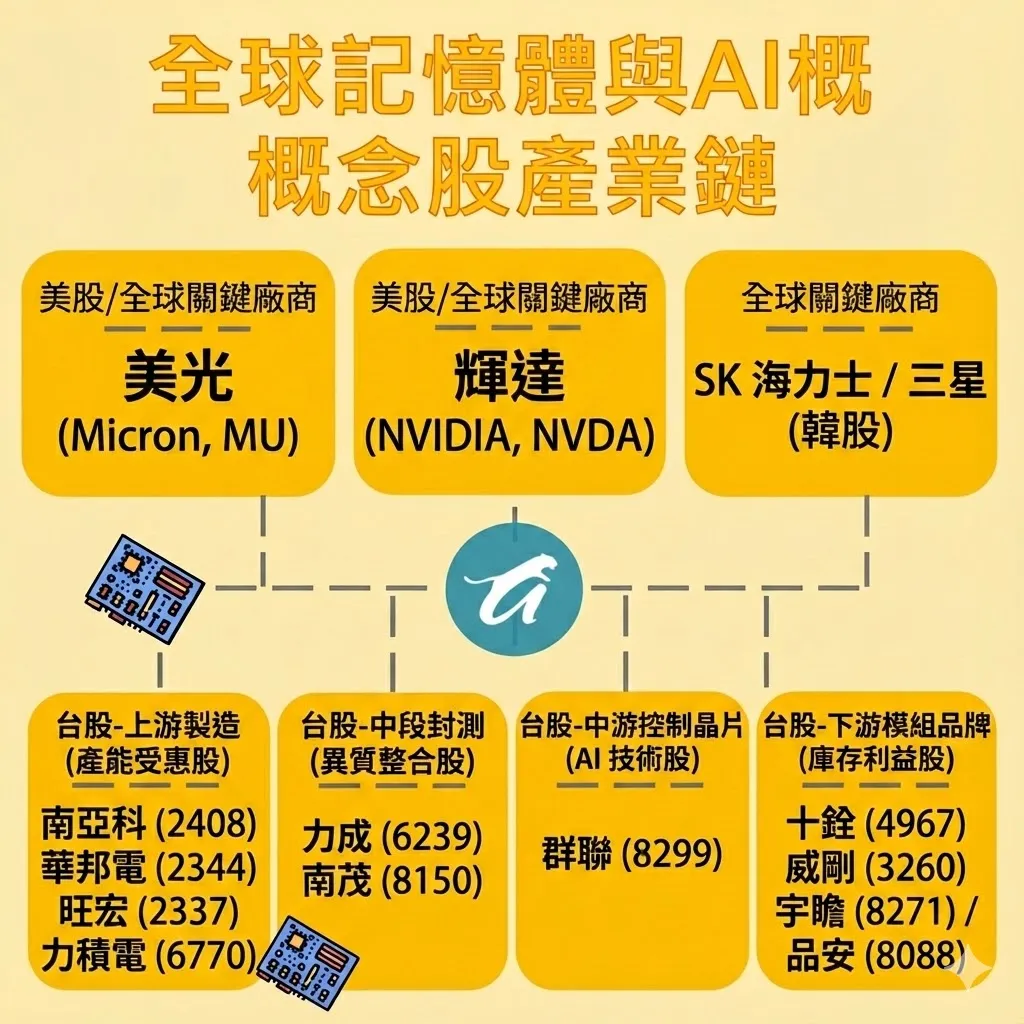 記憶體概念股有哪些？黃仁勳點名「結構性缺貨」AI 浪潮將吹向哪？